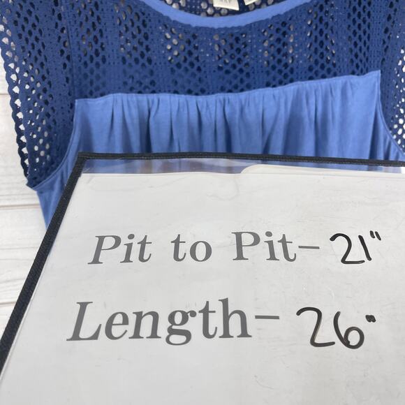 Gap Navy Blue Short Sleeve‎ Crochet Detail Blouse Top Women's Size S - Picture 6 of 6